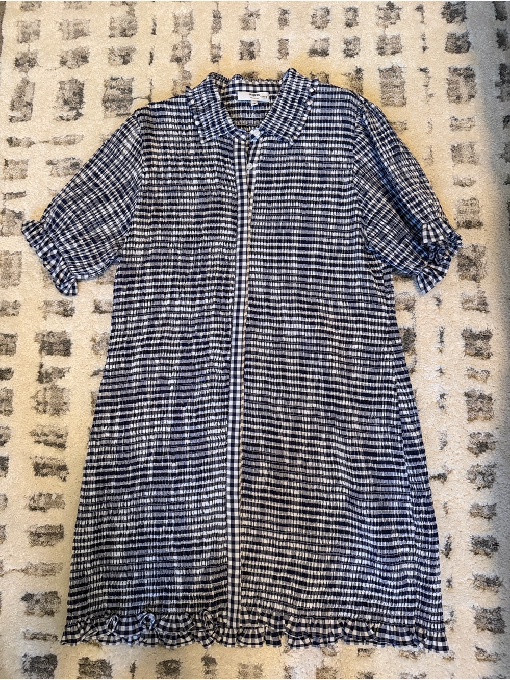 Jason Wu Smoked Navy and White Gingham Dress size 16
